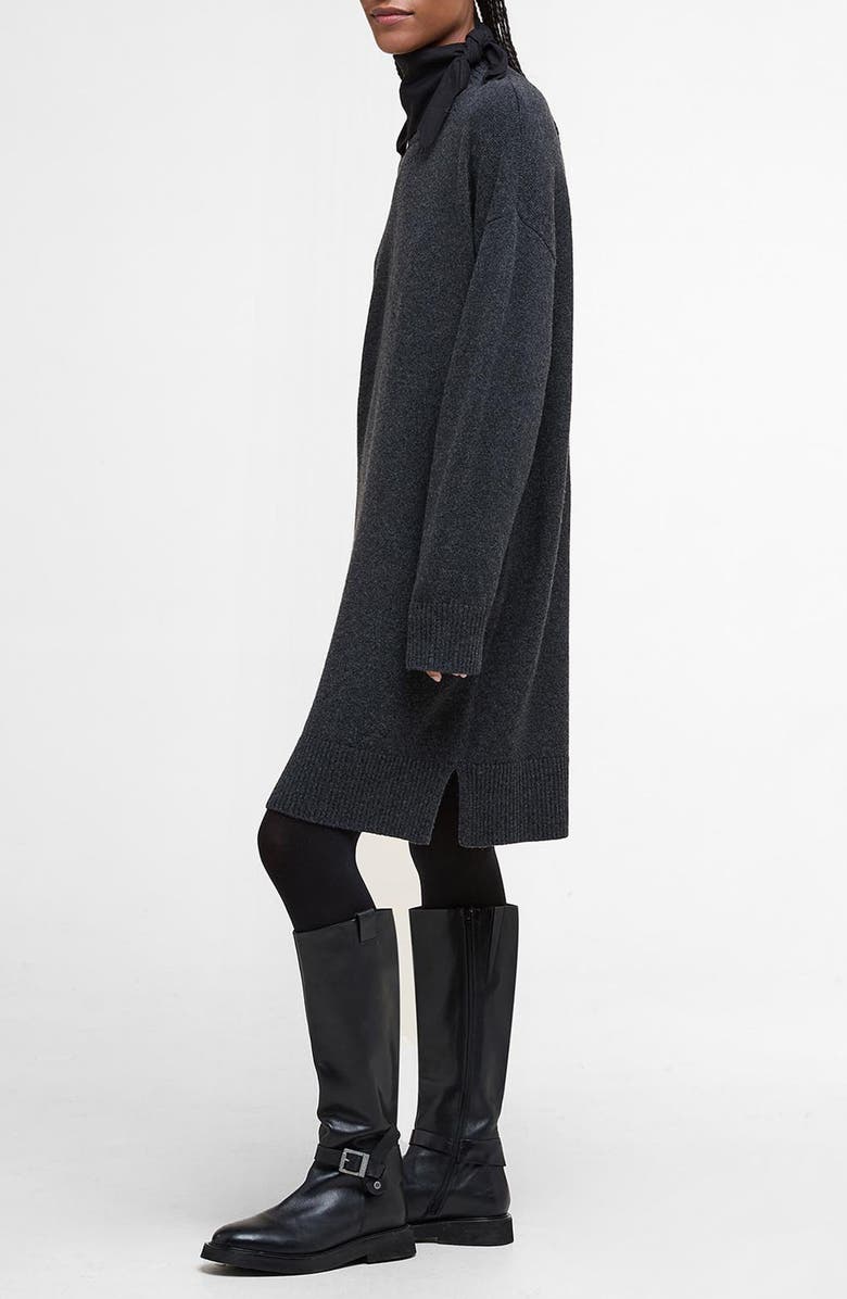 Barbour Serena Oversize Long Sleeve Mock Neck Sweater Dress, Alternate, color, Charcoal