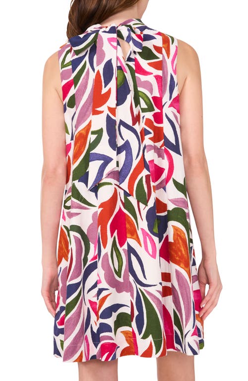 Halogenr Halogen(r) Floral Panel Linen Blend Dress In New Ivory