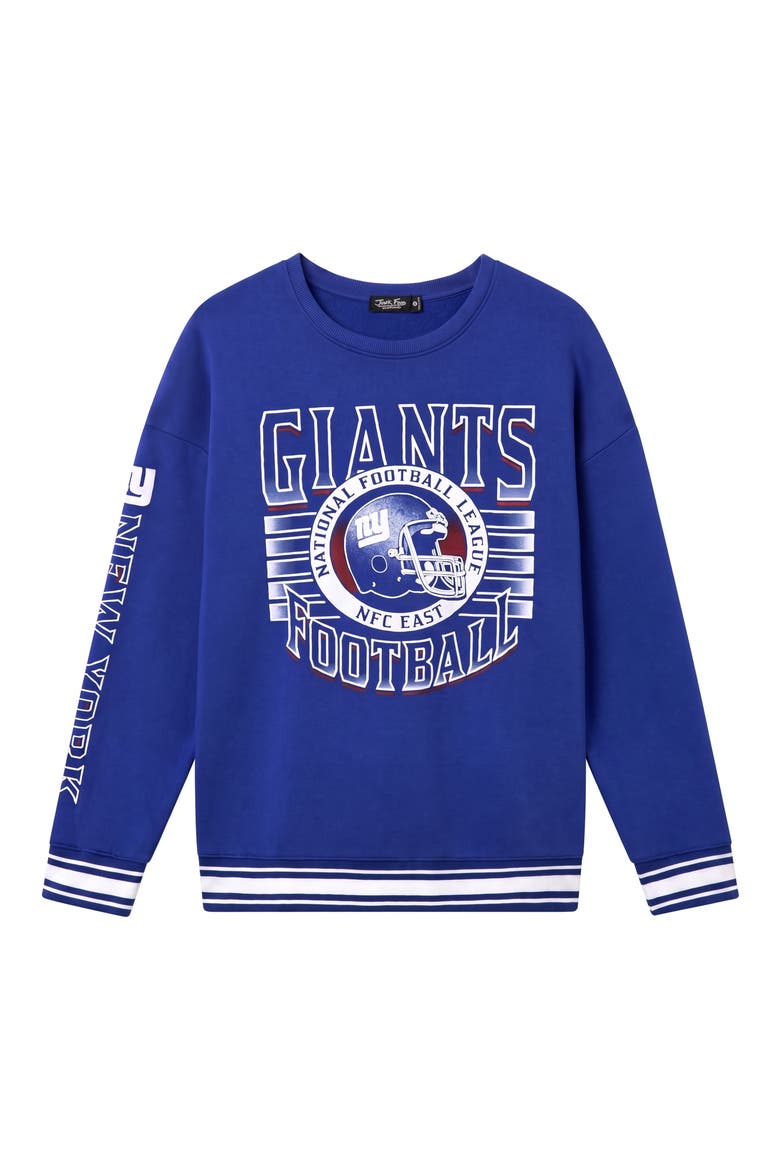 New York Giants Oversize Striped Rib Fleece Crewneck Sweatshirt, Main, color, LIBERTY
