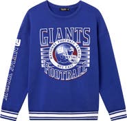 Junk Food New York Giants Oversize Striped Rib Fleece Crewneck Sweatshirt