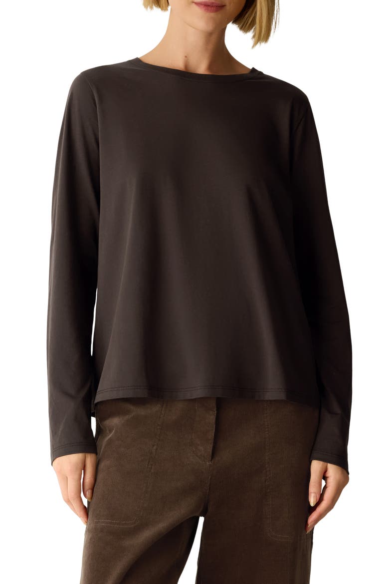 Organic Cotton Crewneck T-Shirt, Main, color, COFFEE