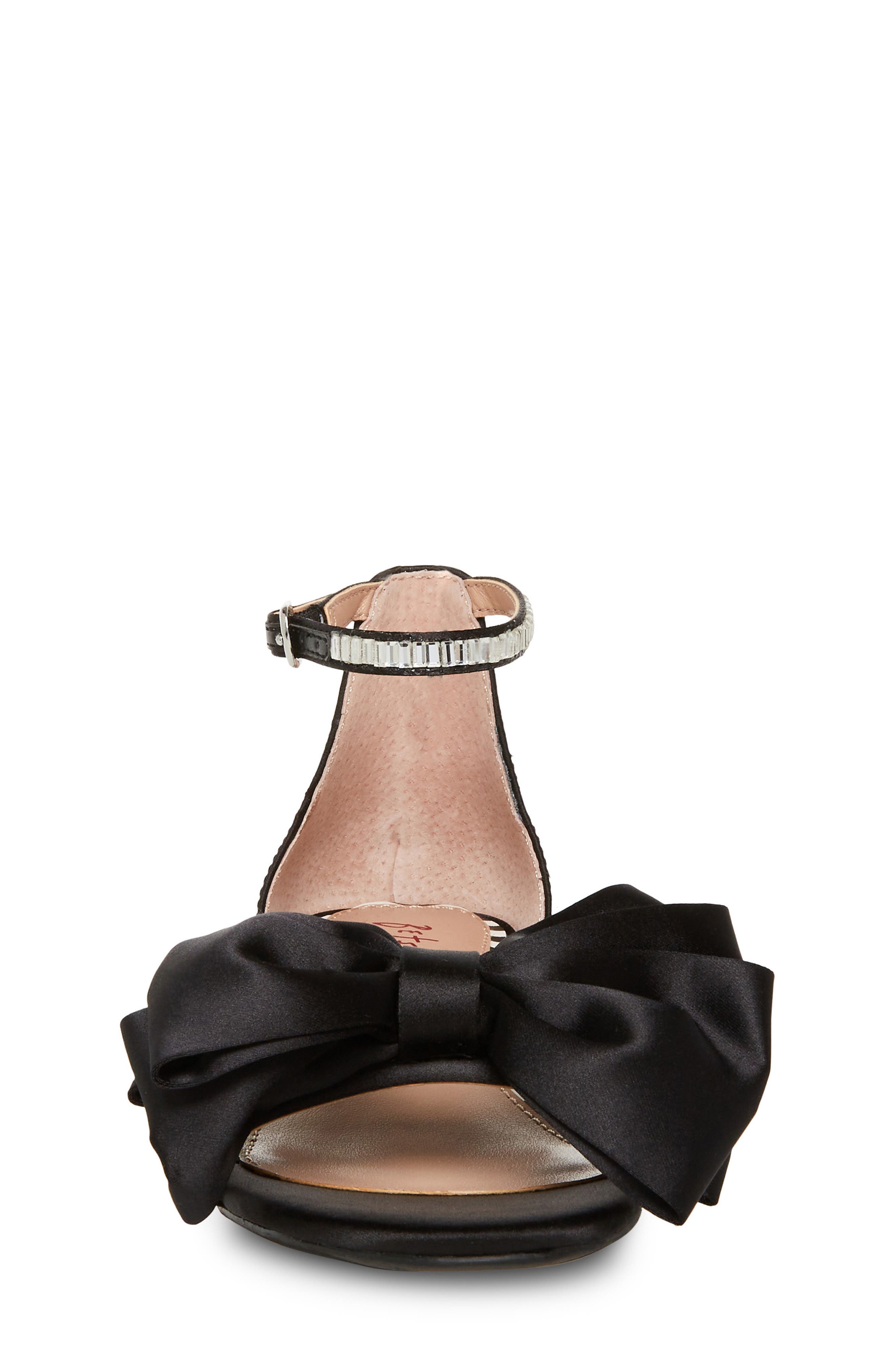 Betsey Johnson Kids
 Maddy Ankle Strap Bow Sandal, Alternate, color, Black