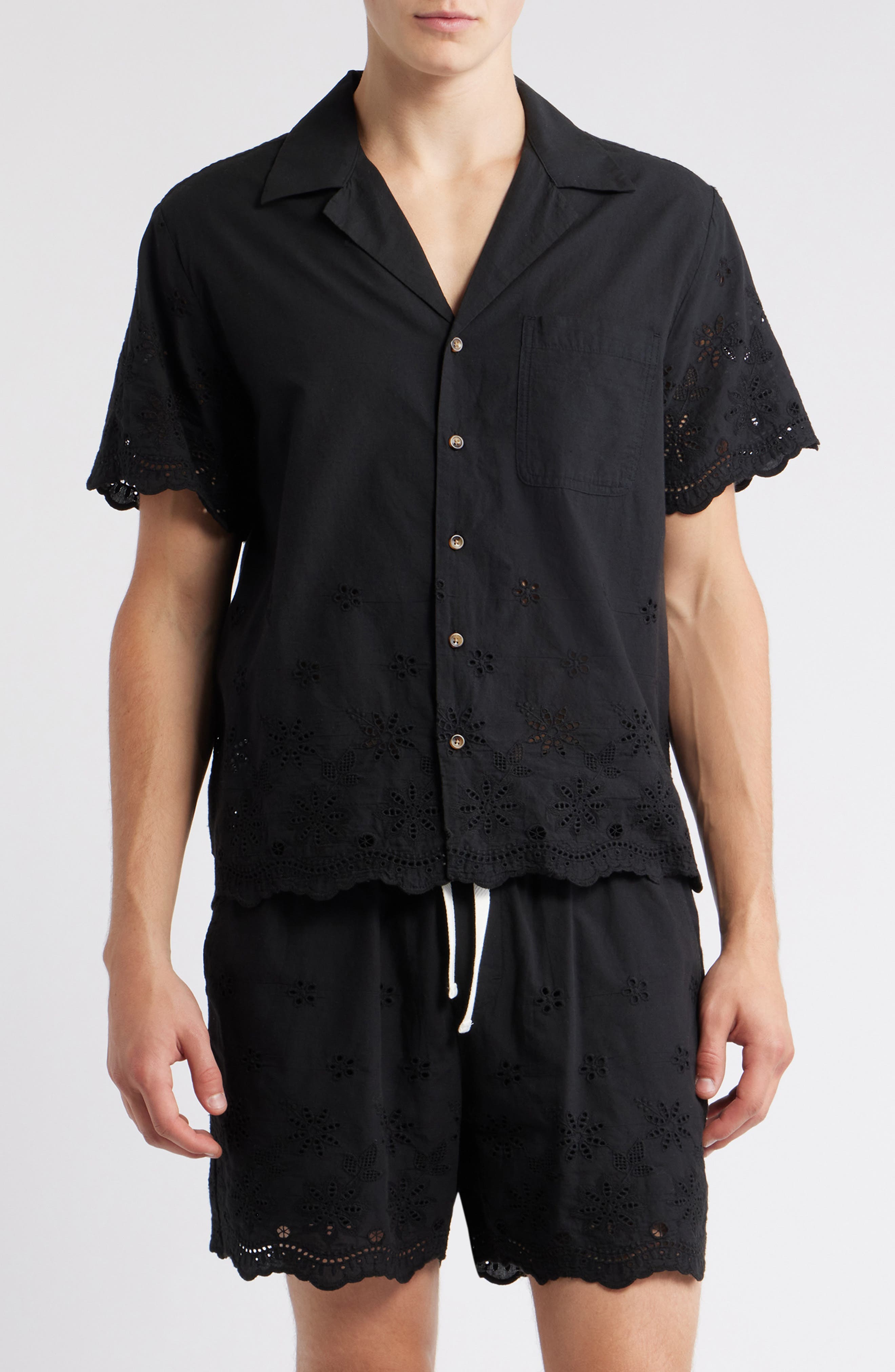 RIZORT Banks Eyelet Embroidery Camp Shirt