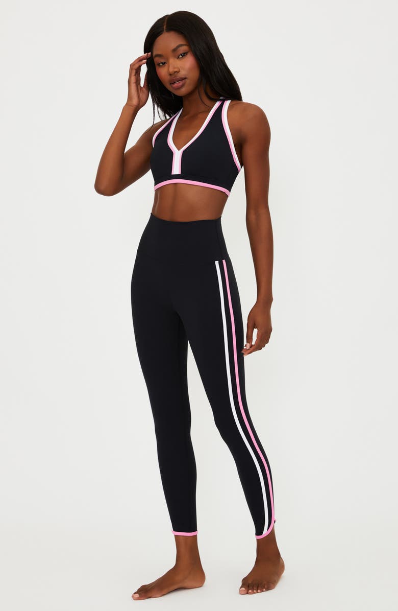 Beach Riot Ida Colorblock Racerback Sports Bra, Alternate, color, Prism Pink And Black