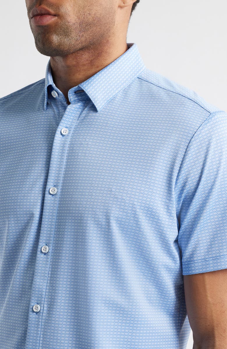 Mizzen+Main Halyard Trim Fit Dot Print Short Sleeve Performance Button-Up Shirt, Alternate, color, 