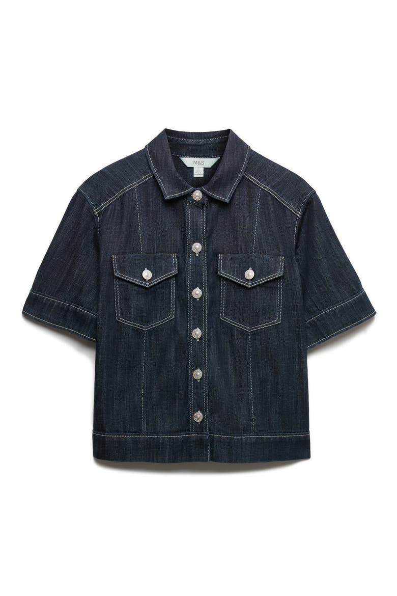 Denim Short Sleeve Shirt, Alternate, color, DENIM BLUE