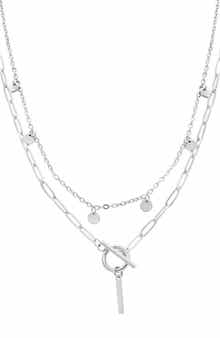 Adornia Toggle Initial Pendant Layered Necklace