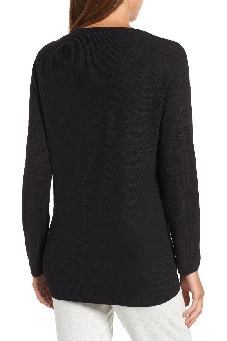 V-Neck Tunic Sweater, Alternate, color, BLACK