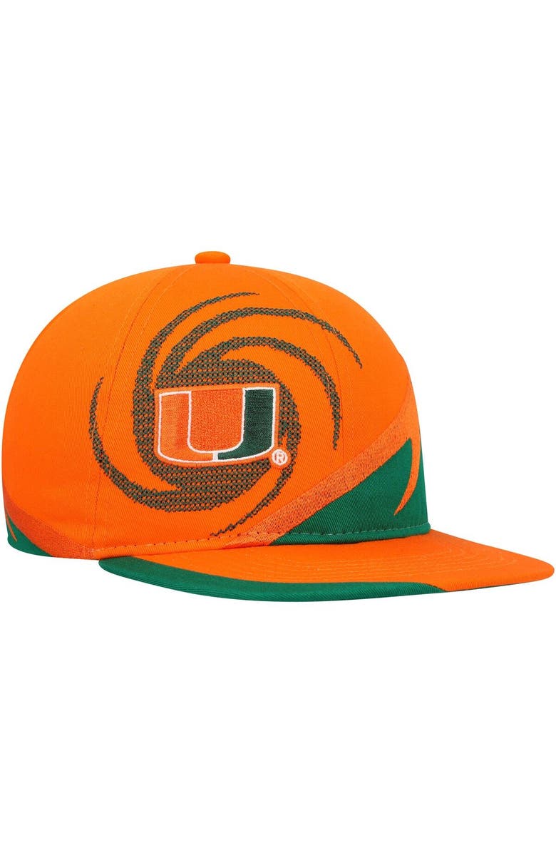 Mitchell & Ness Youth Mitchell & Ness Orange/Green Miami Hurricanes Spiral Snapback Hat, Main, color, 