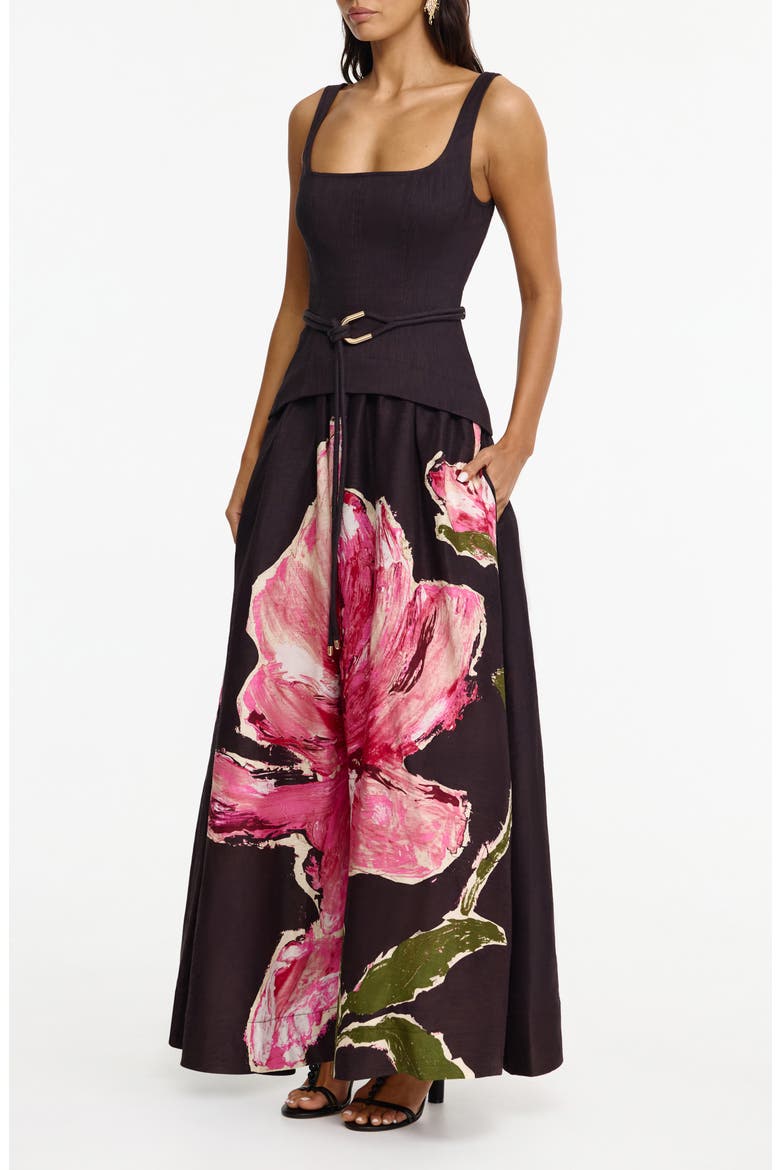 Actonhill Floral Print Cocktail Dress, Alternate, color, GARNET MAGNOLIA