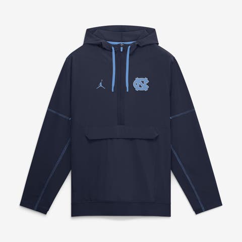 Men's Jordan Brand Navy North Carolina Tar Heels 2026 Sideline Anorak Half-Zip Hooded Jacket