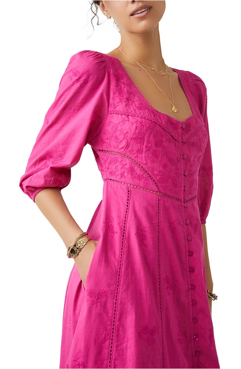 Free People Lisa Lace Trim Midi Dress, Alternate, color, 