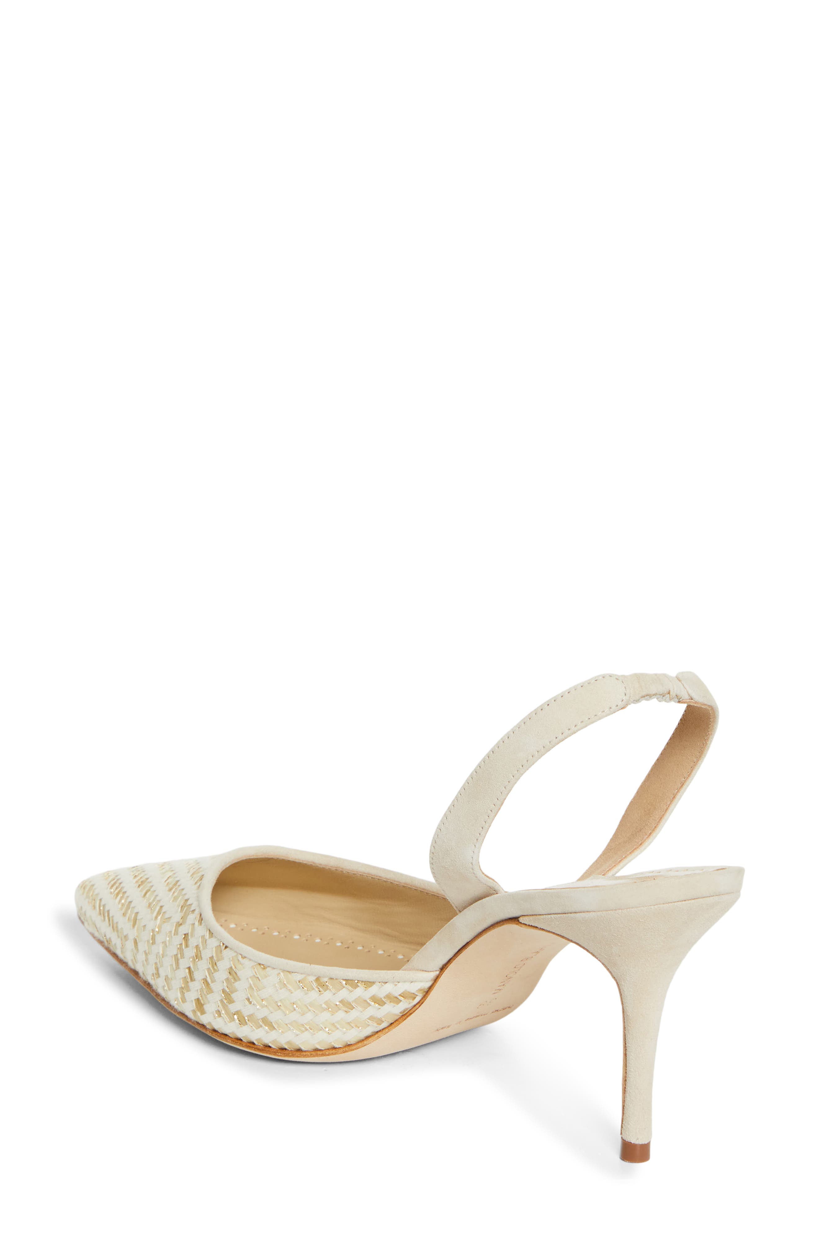Manolo Blahnik Carolyne Woven Raffia Slingback Pump, Alternate, color, Cream Multi