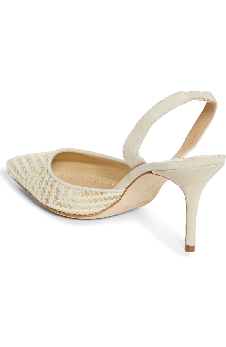 Manolo Blahnik Carolyne Woven Raffia Slingback Pump, Alternate, color, Cream Multi