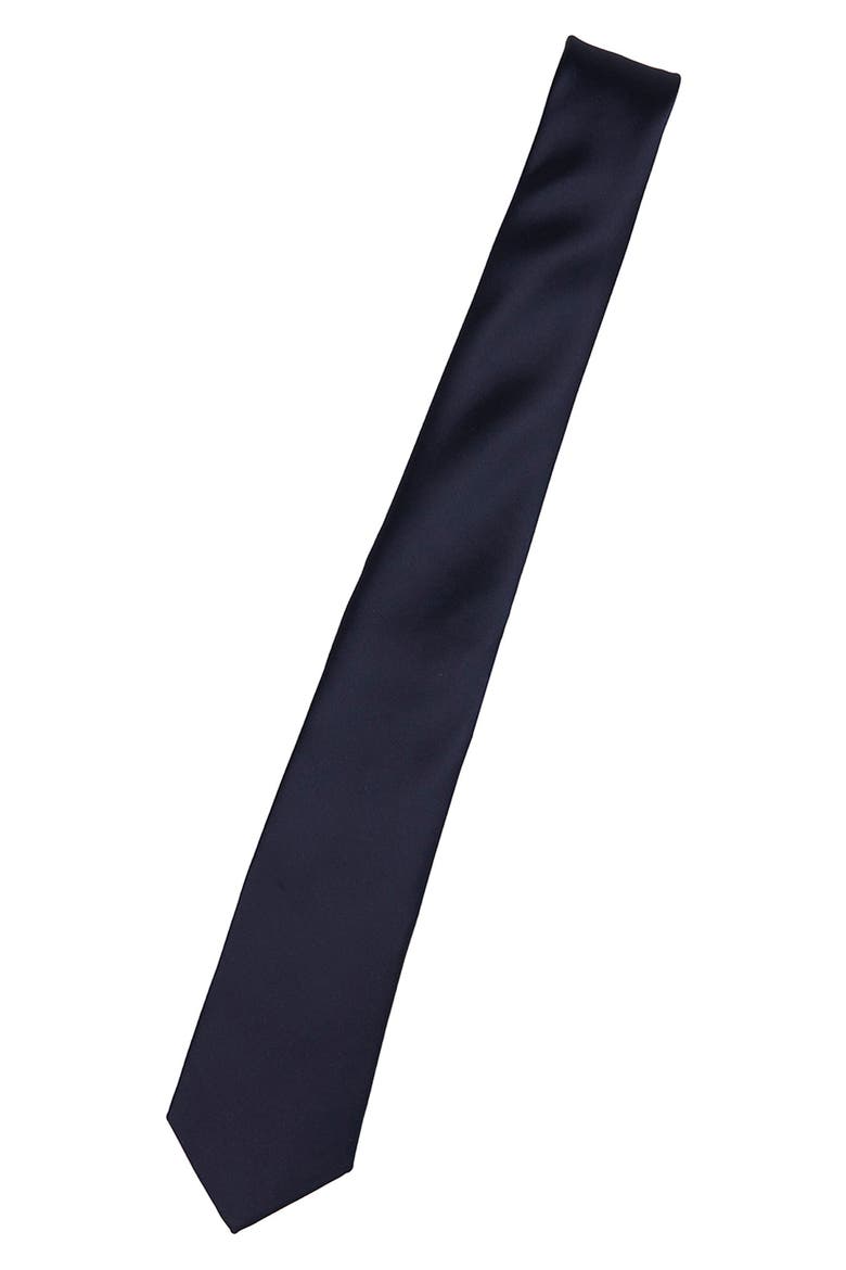 Men's Solid Satin Tie, Alternate, color, NAVY