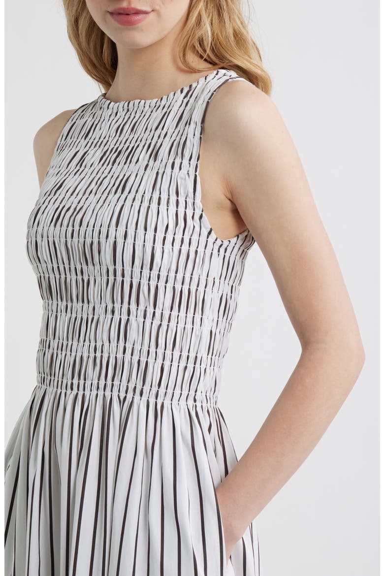 The Melody Smocked Sleeveless Midi Dress, Alternate, color, WHITE