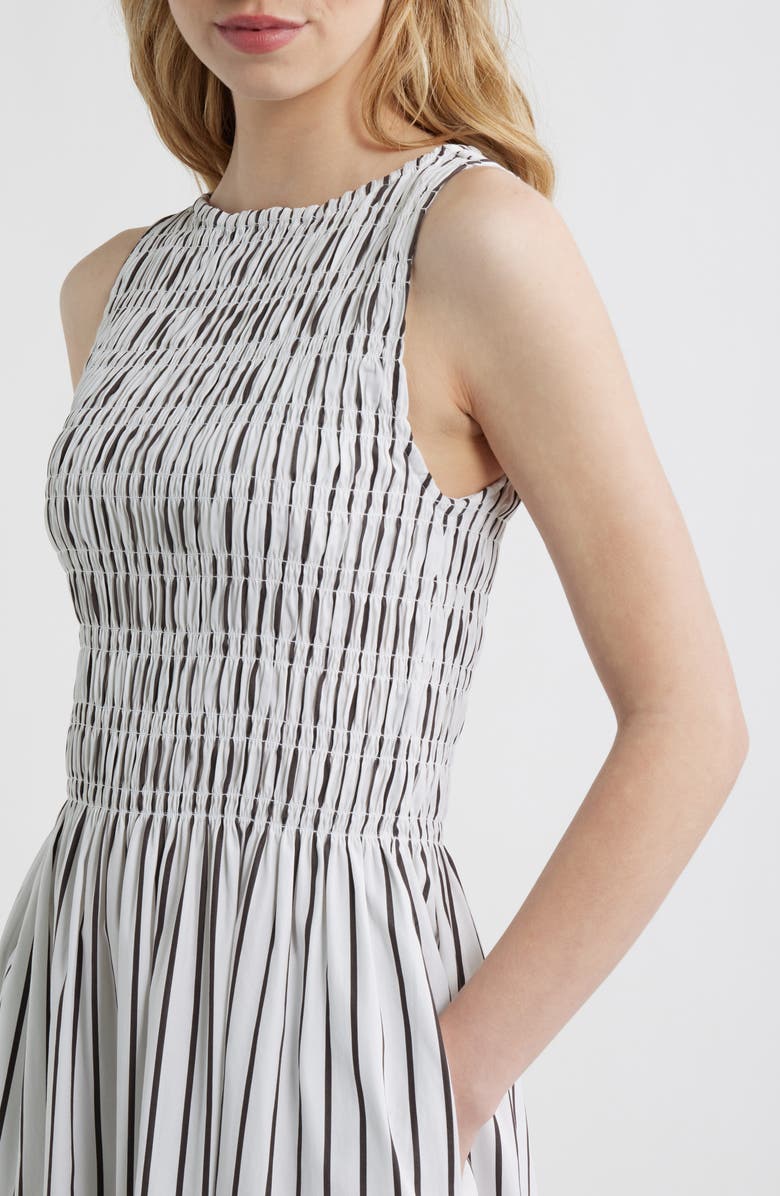 Madewell The Melody Smocked Sleeveless Midi Dress, Alternate, color, White