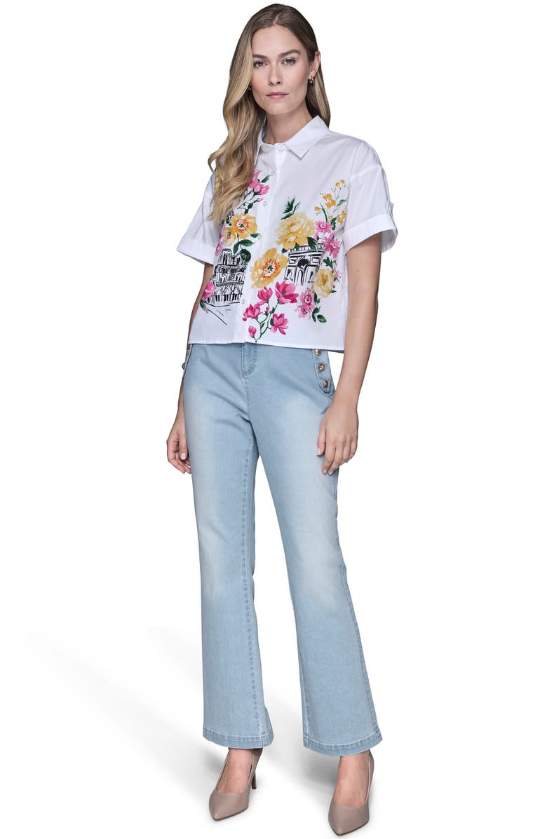 KARL LAGERFELD PARIS Floral Print Cotton Shirt, Alternate, color, 