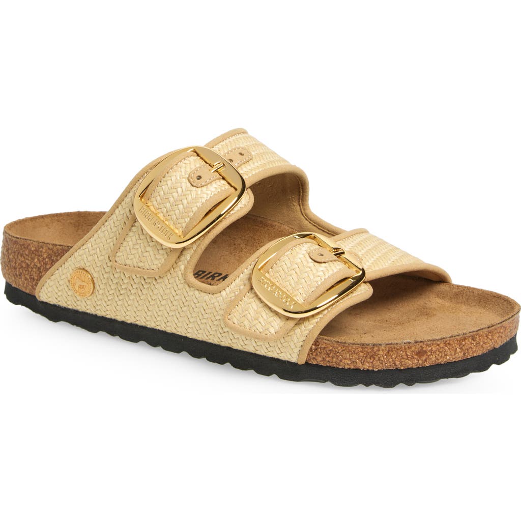 Birkenstock Arizona Hammered Big Buckle Slide Sandal In Sand