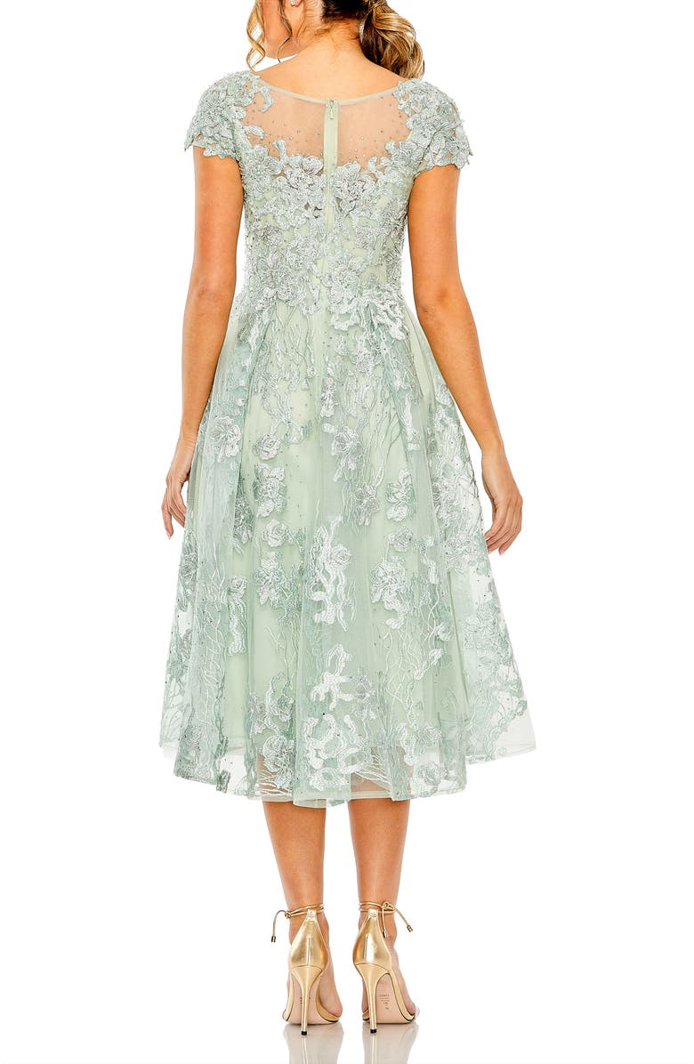 Mac Duggal Embroidered Cap Sleeveless A Line Dress, Alternate, color, Sage