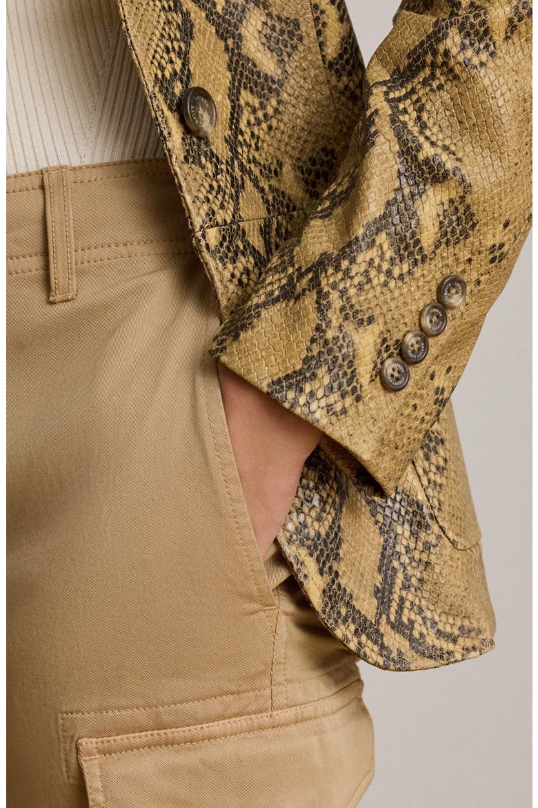 Snake Embossed Leather Blazer, Alternate, color, BEIGE