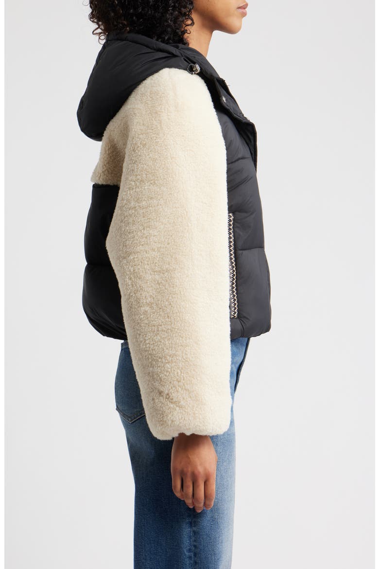 Mykah UGGbraid Puffer Jacket, Alternate, color, BLACK / CREAM