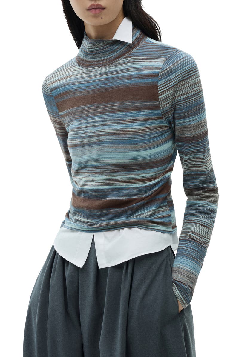 MANGO Stripe Turtleneck Top, Main, color,