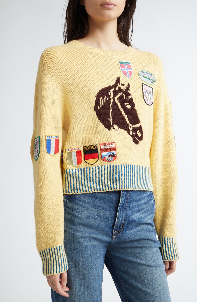 Bode Pony Silhouette Alpaca & Wool Crewneck Sweater, Alternate, color,