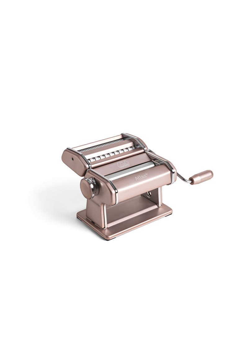 Atlas+ Pasta Machine with Cutter, Hand Crank, and Instructions, Made in Italy, Main, color, Powder Pink