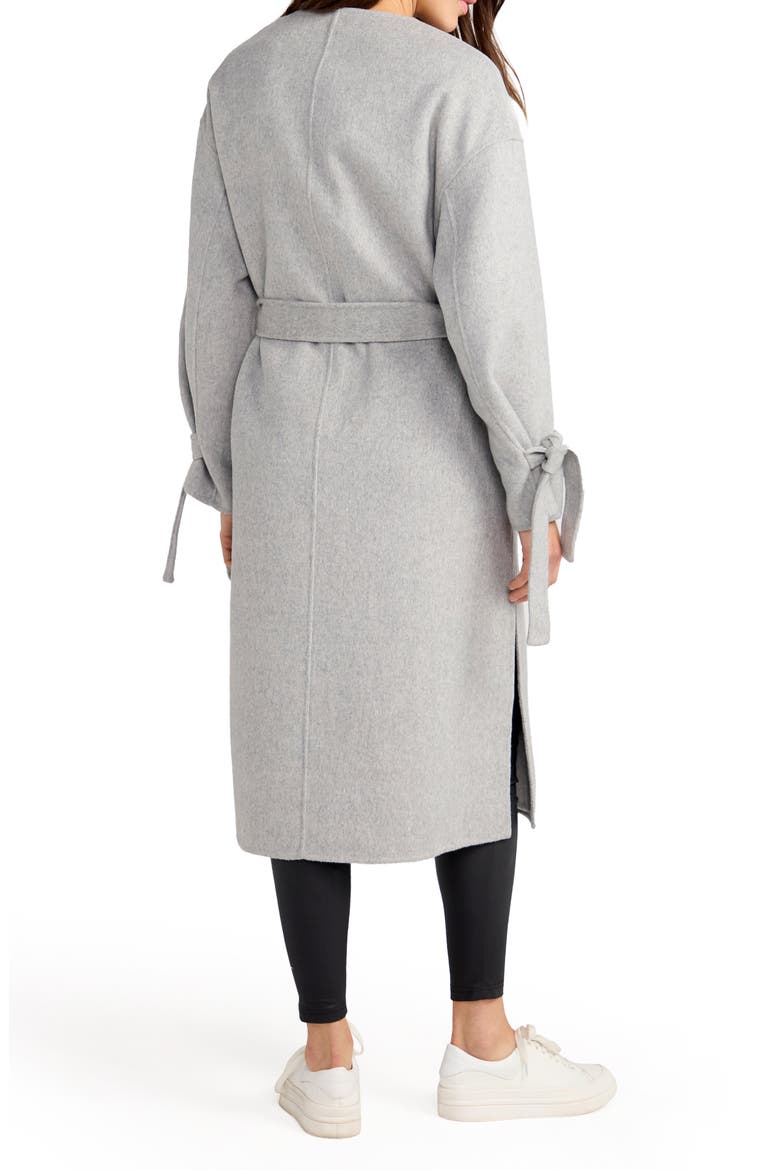 Head over Heels Collarless Belted Wool Blend Coat, Alternate, color, GREY MARLE