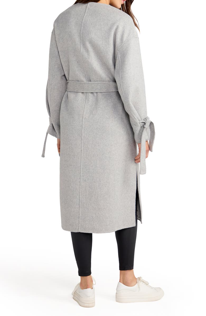 Belle & Bloom Head over Heels Collarless Belted Wool Blend Coat, Alternate, color, Grey Marle
