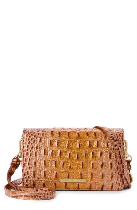 Minuette Croc Embossed Leather Crossbody Bag
