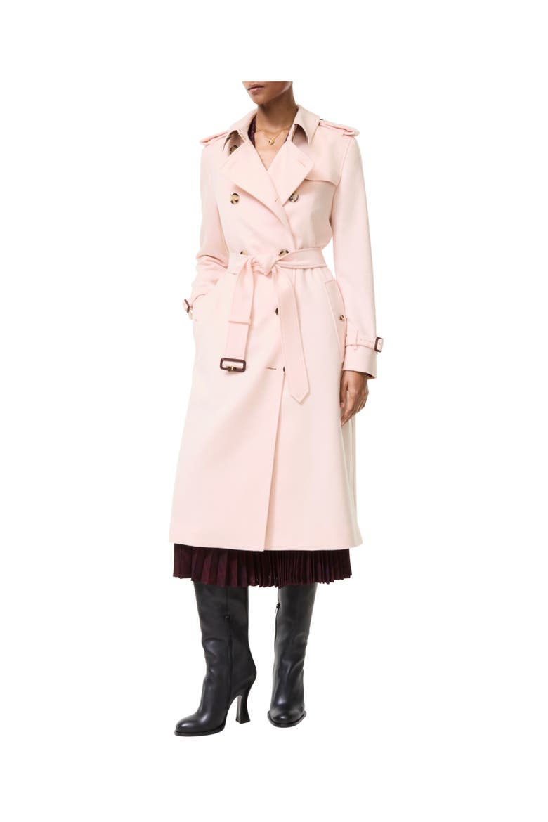 Long Cashmere Kensington Trench Coat, Alternate, color, Bouquet pink