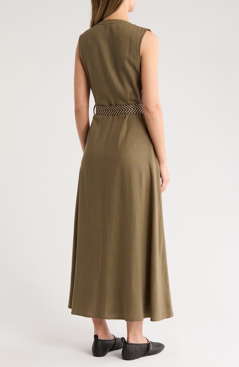 Belted Linen Blend Dress