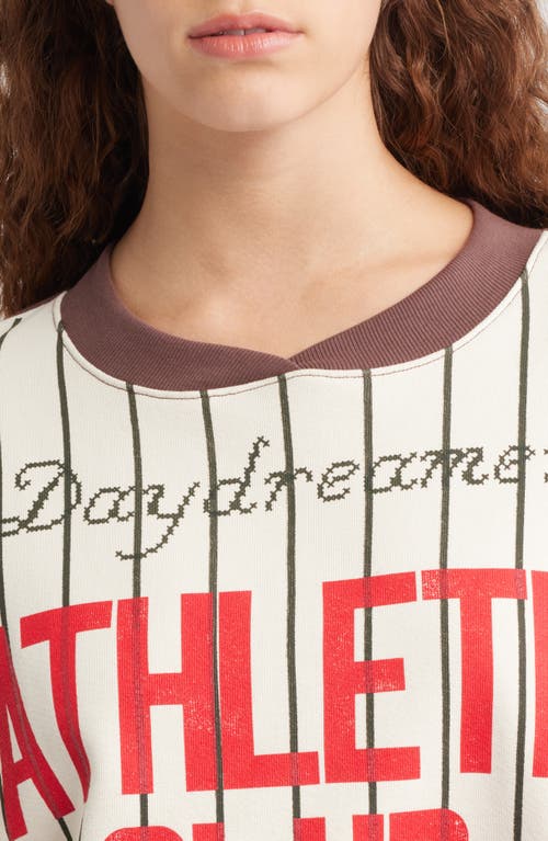 Daydreamer Athletic Club Colorblock Cotton Graphic Sweatshirt In Brown