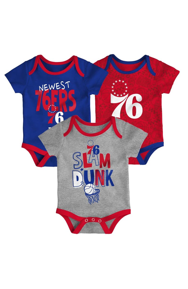 Outerstuff Infant Royal/Red/Gray Philadelphia 76ers Slam Dunk 3-Piece Bodysuit Set, Alternate, color, Royal
