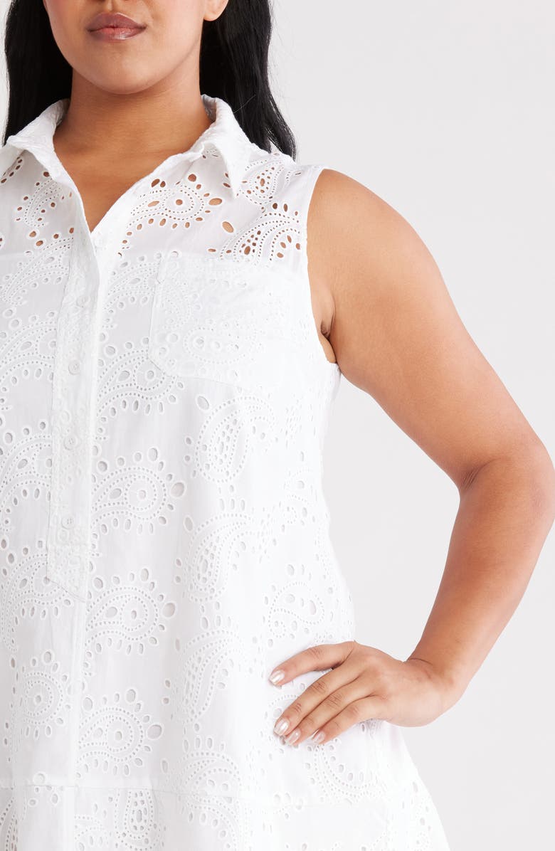Universal Standard Cotton Eyelet Sleeveless Shirtdress, Alternate, color, White