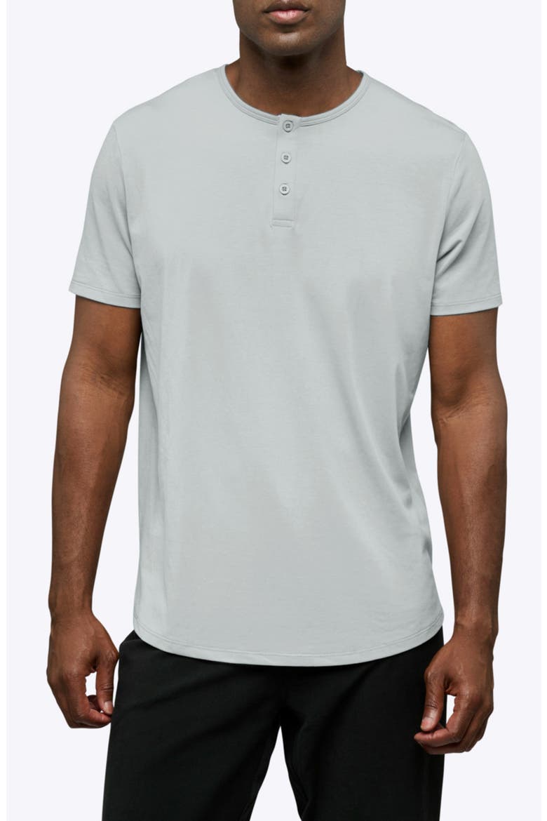 AO Curved Hem Short Sleeve Henley, Main, color, METAL
