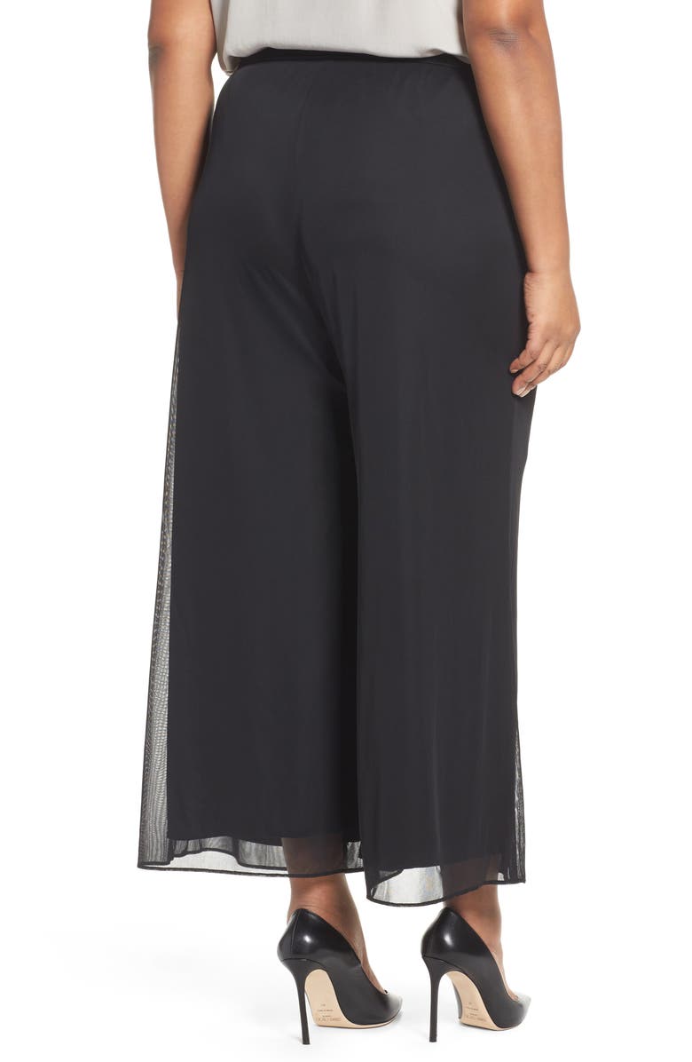 Alex Evenings High Rise Tie Waist Wide Leg Pants, Alternate, color, Black