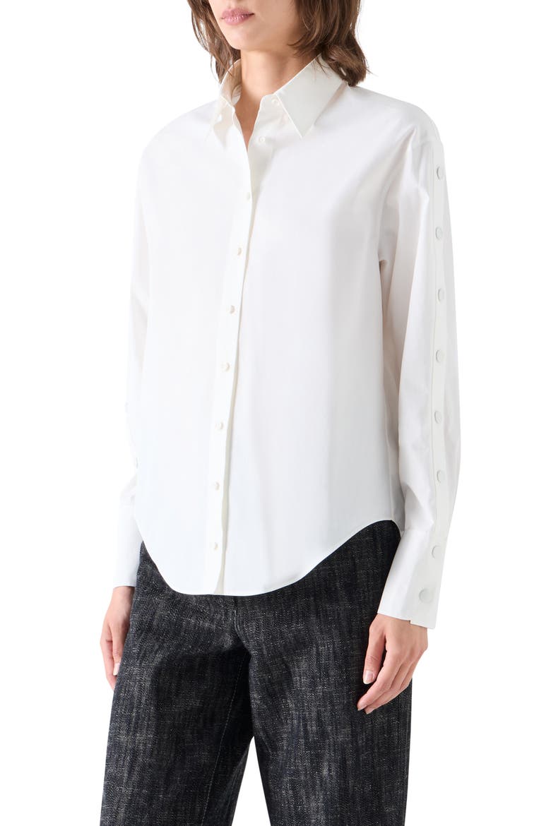 Split Sleeve Cotton Poplin Button-Up Shirt, Alternate, color, CREAM