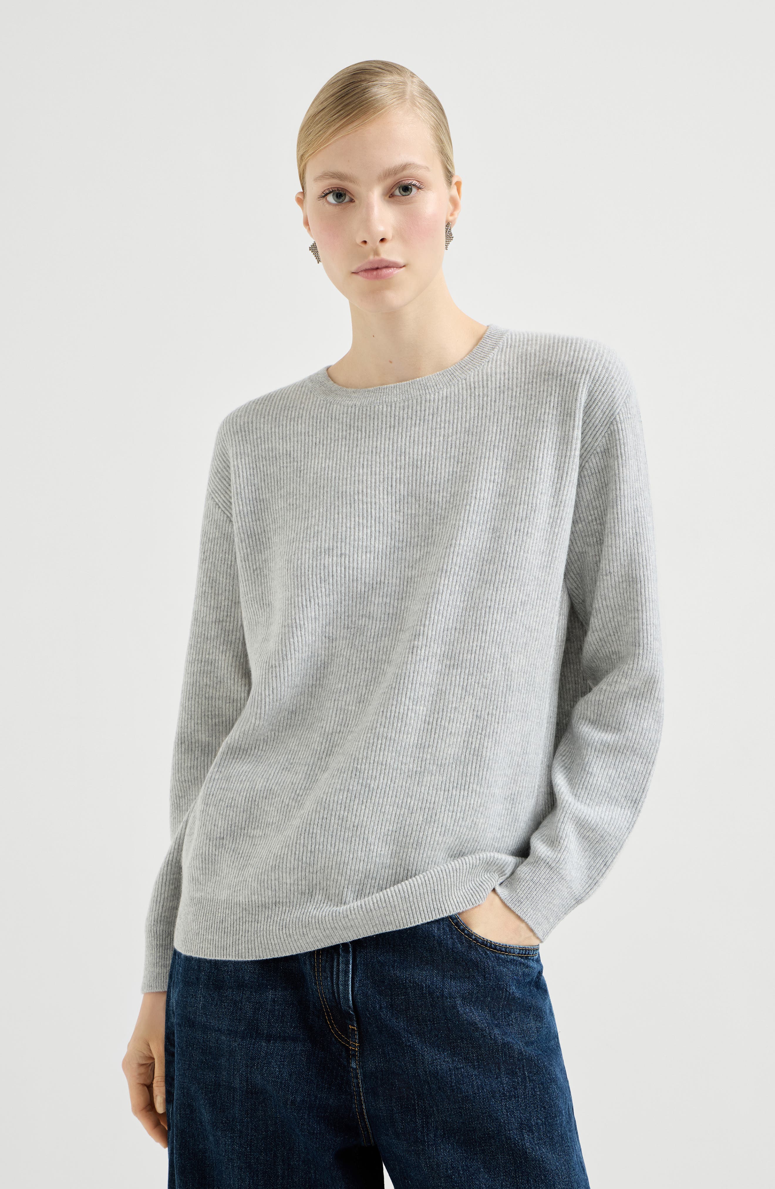 Cashmere sweater with monili