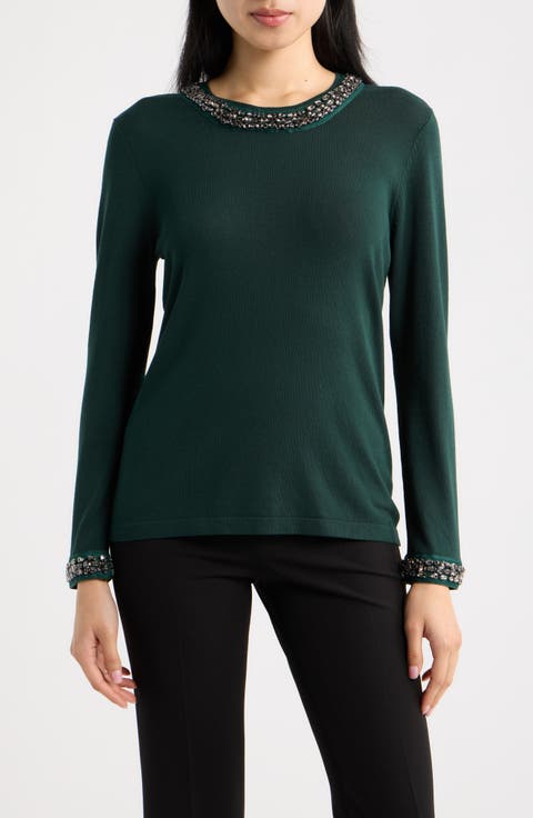 Rhinestone Embellished Sweater