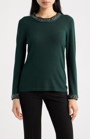 Anne Klein Rhinestone Embellished Sweater