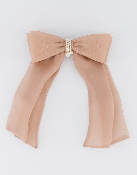 Organza silk bow barette