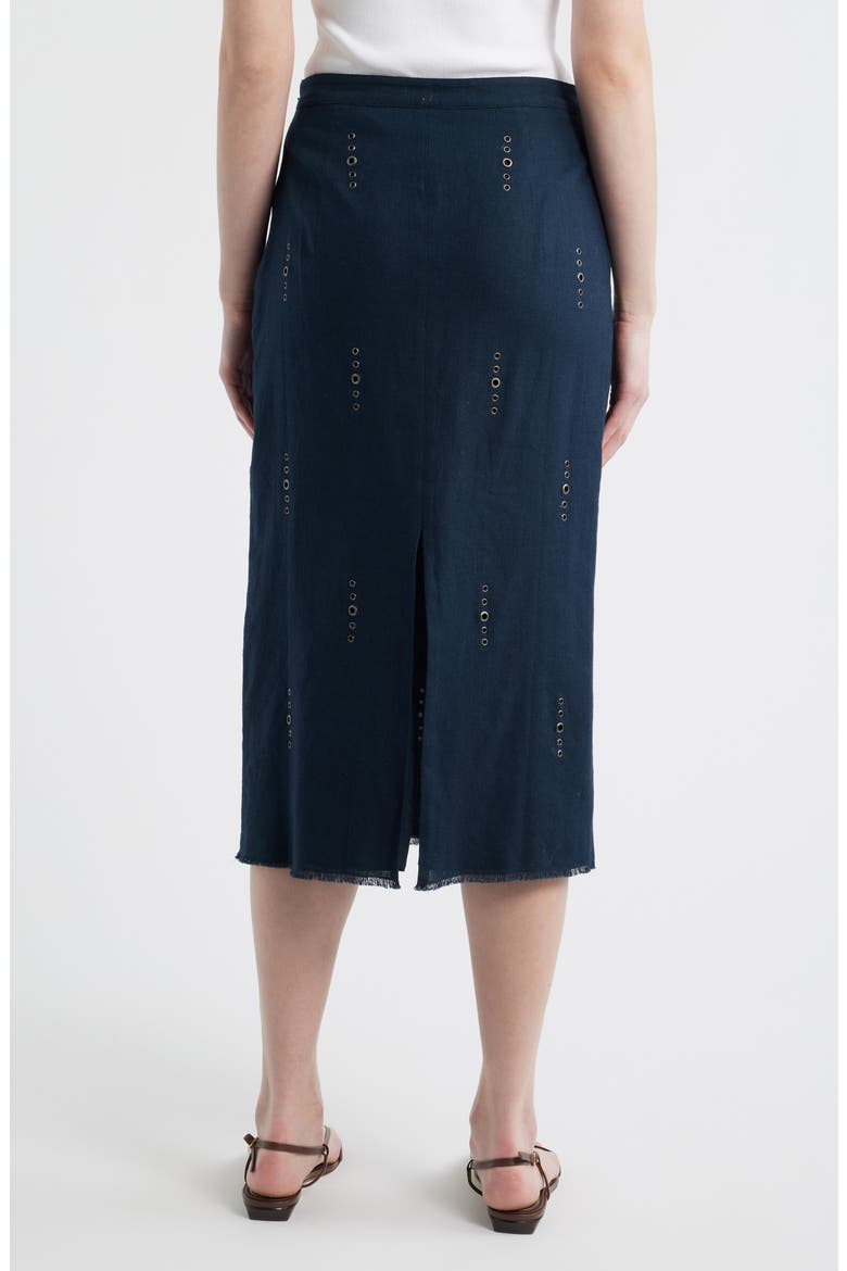 Aubrey Grommet Trim Linen & Cotton Midi Skirt, Alternate, color, SAL