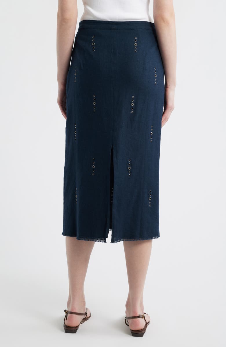 rag & bone Aubrey Grommet Trim Linen & Cotton Midi Skirt, Alternate, color, Sal