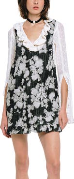 Anna Sui Rose Illusion Denim Ruffle Jumper