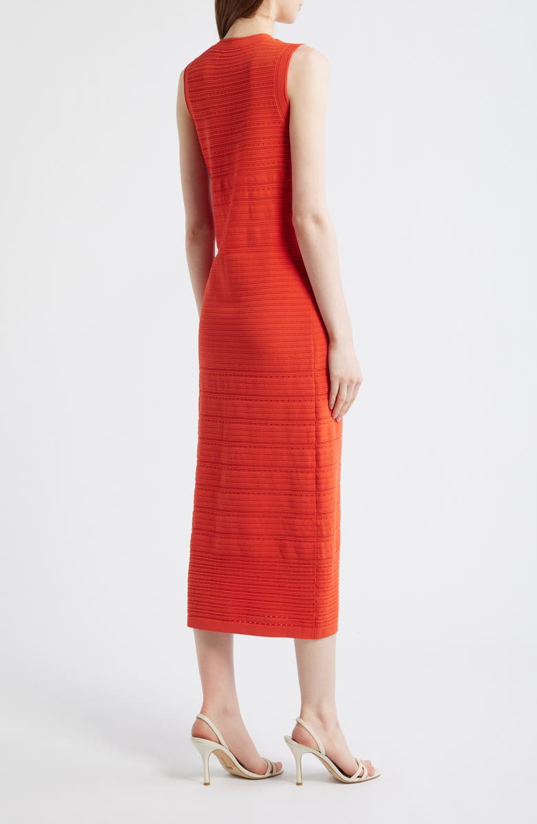 Elie Tahari The Alessandra Sleeveless Button Front Knit Midi Dress, Alternate, color, Orange Dream