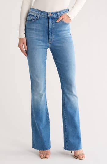 Mother Weekender Fray Hem Flare Jeans In Blue