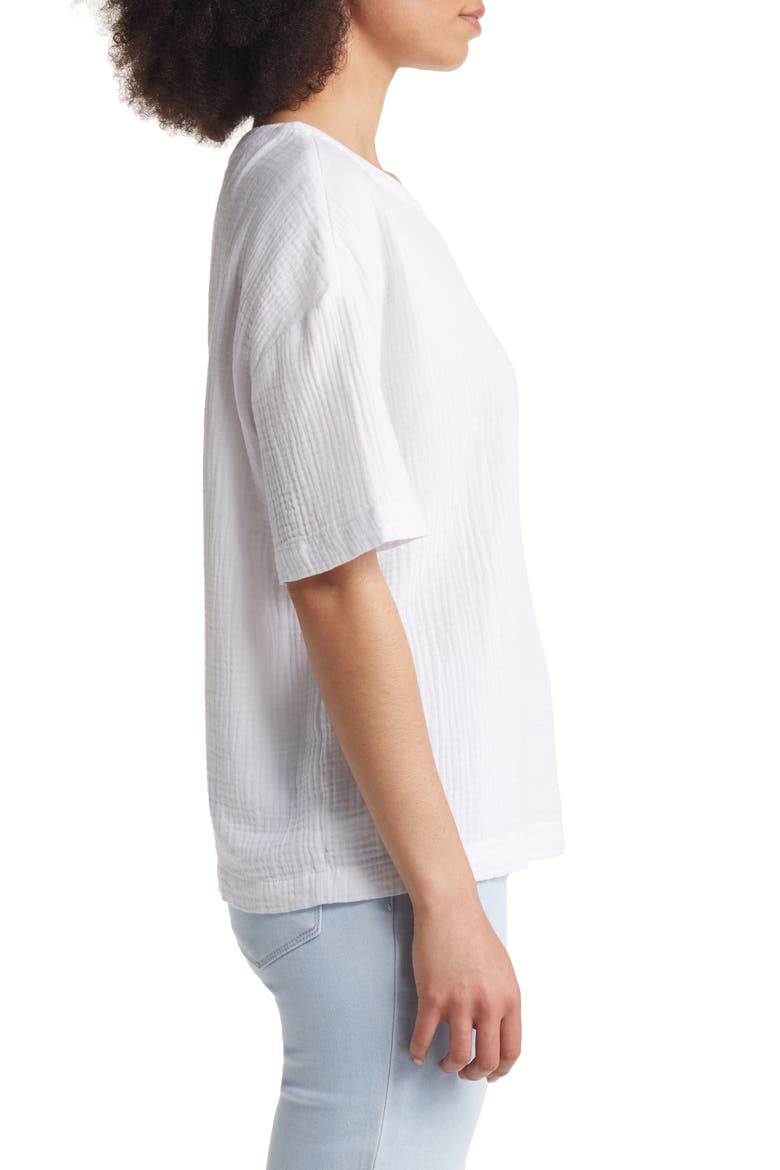 Cotton Gauze Top, Alternate, color, WHITE